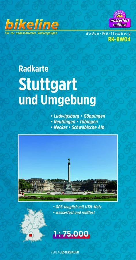 Stuttgart & omgeving fietskaartStuttgart & environs carte cyclisteStuttgart & surroundings cycle map