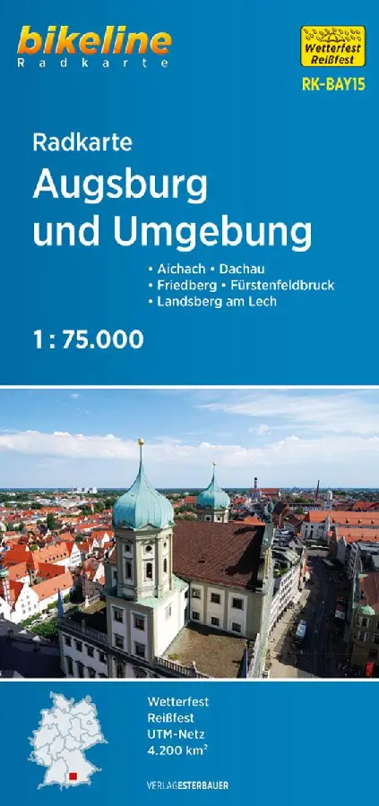 Augsburg & omgeving  fietskaartAugsburg & environs carte cyclisteAugsburg & surroundings cycle map