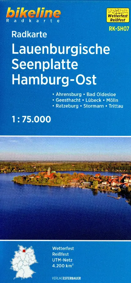 Lauenburgische Seenplatte Hamburg Oost fietskaartLauenburgische Seenplatte Hamburg Est carte cyclisteLauenburgische Seenplatte Hamburg East cycling map